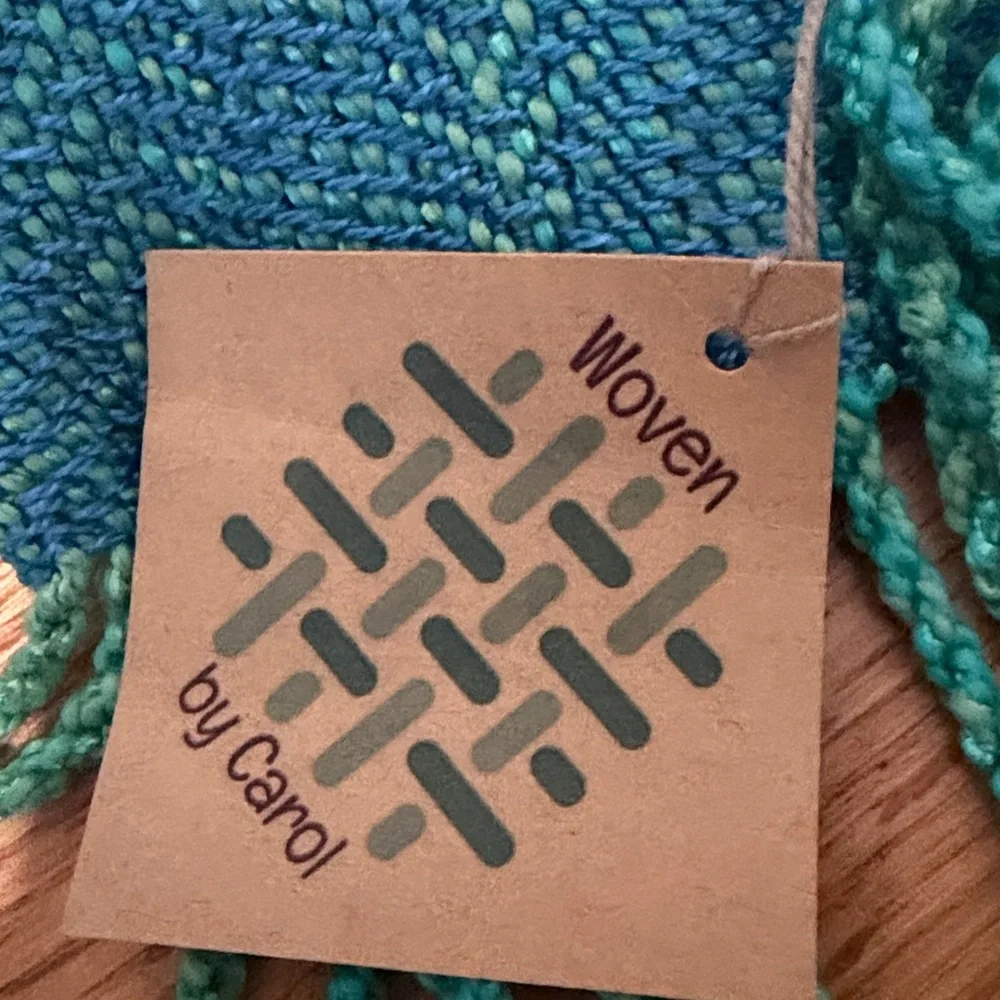 NWT Artisan Handwoven cotton vibrant blue scarf